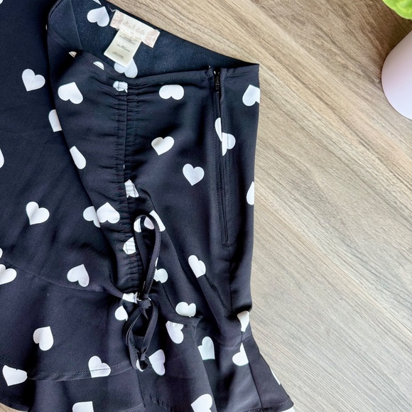 Altar’d State Heart Print Ruffle Hem Mini Skirt Black White - Tie Cinch Size M - Picture 10 of 11